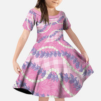 Pink Hawaii Palaka Honohono Pikake Family Matching Tank Maxi Dress and Hawaiian Shirt Hawaiian Orchid Lei Polynesian Pattern LT14 Daughter's Dress Pink - Polynesian Pride