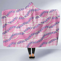 Pink Hawaii Palaka Honohono Pikake Hooded Blanket Hawaiian Orchid Lei Polynesian Pattern - Polynesian Pride