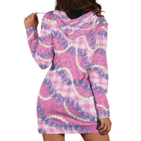 Pink Hawaii Palaka Honohono Pikake Hoodie Dress Hawaiian Orchid Lei Polynesian Pattern - Polynesian Pride