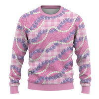 Pink Hawaii Palaka Honohono Pikake Ugly Christmas Sweater Hawaiian Orchid Lei Polynesian Pattern - Polynesian Pride