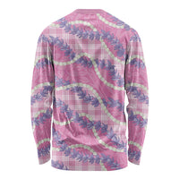 Pink Hawaii Palaka Honohono Pikake Long Sleeve Shirt Hawaiian Orchid Lei Polynesian Pattern - Polynesian Pride
