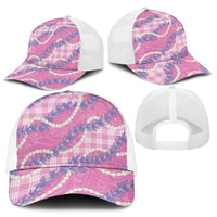 Pink Hawaii Palaka Honohono Pikake Mesh Trucker Cap Hawaiian Orchid Lei Polynesian Pattern LT14 - Polynesian Pride