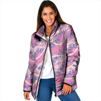 Pink Hawaii Palaka Honohono Pikake Padded Jacket Hawaiian Orchid Lei Polynesian Pattern - Polynesian Pride