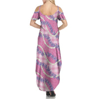 Pink Hawaii Palaka Honohono Pikake Summer Maxi Dress Hawaiian Orchid Lei Polynesian Pattern LT14 - Polynesian Pride