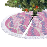Pink Hawaii Palaka Honohono Pikake Tree Skirt Hawaiian Orchid Lei Polynesian Pattern - Polynesian Pride