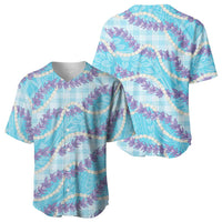 Blue Hawaii Palaka Honohono Pikake Baseball Jersey Hawaiian Orchid Lei Polynesian Pattern LT14 - Polynesian Pride