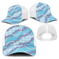 Blue Hawaii Palaka Honohono Pikake Baseball Net Cap Hawaiian Orchid Lei Polynesian Pattern LT14 - Polynesian Pride