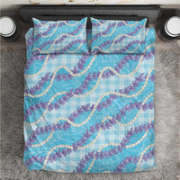 Blue Hawaii Palaka Honohono Pikake Bedding Set Hawaiian Orchid Lei Polynesian Pattern - Polynesian Pride