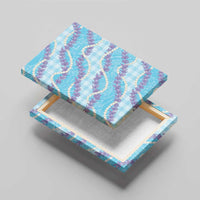 Blue Hawaii Palaka Honohono Pikake Canvas Wall Art Hawaiian Orchid Lei Polynesian Pattern - Polynesian Pride