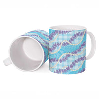 Blue Hawaii Palaka Honohono Pikake Ceramic Mug Hawaiian Orchid Lei Polynesian Pattern - Polynesian Pride