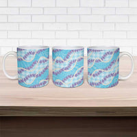 Blue Hawaii Palaka Honohono Pikake Ceramic Mug Hawaiian Orchid Lei Polynesian Pattern - Polynesian Pride
