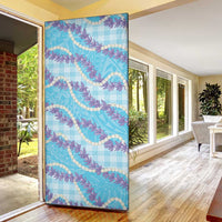 Blue Hawaii Palaka Honohono Pikake Door Cover Hawaiian Orchid Lei Polynesian Pattern - Polynesian Pride