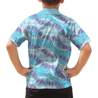 Blue Hawaii Palaka Honohono Pikake Family Matching Mermaid Dress and Hawaiian Shirt Hawaiian Orchid Lei Polynesian Pattern LT14 - Polynesian Pride