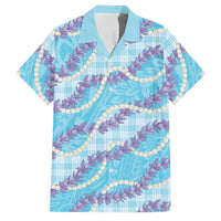 Blue Hawaii Palaka Honohono Pikake Family Matching Mermaid Dress and Hawaiian Shirt Hawaiian Orchid Lei Polynesian Pattern LT14 Dad's Shirt - Short Sleeve Blue - Polynesian Pride