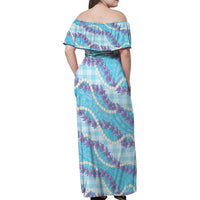 Blue Hawaii Palaka Honohono Pikake Family Matching Off Shoulder Maxi Dress and Hawaiian Shirt Hawaiian Orchid Lei Polynesian Pattern - Polynesian Pride