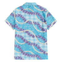 Blue Hawaii Palaka Honohono Pikake Family Matching Short Sleeve Bodycon Dress and Hawaiian Shirt Hawaiian Orchid Lei Polynesian Pattern LT14 - Polynesian Pride