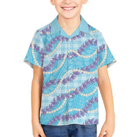 Blue Hawaii Palaka Honohono Pikake Family Matching Tank Maxi Dress and Hawaiian Shirt Hawaiian Orchid Lei Polynesian Pattern LT14 - Polynesian Pride