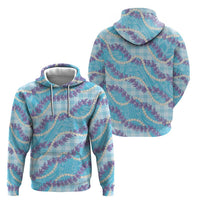 Blue Hawaii Palaka Honohono Pikake Hoodie Hawaiian Orchid Lei Polynesian Pattern - Polynesian Pride