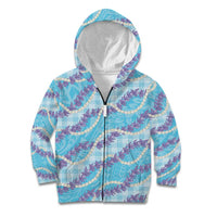 Blue Hawaii Palaka Honohono Pikake Kid Hoodie Hawaiian Orchid Lei Polynesian Pattern LT14 Zip Hoodie Blue - Polynesian Pride