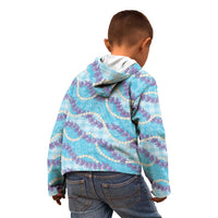 Blue Hawaii Palaka Honohono Pikake Kid Hoodie Hawaiian Orchid Lei Polynesian Pattern LT14 - Polynesian Pride