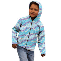 Blue Hawaii Palaka Honohono Pikake Kid Hoodie Hawaiian Orchid Lei Polynesian Pattern LT14 - Polynesian Pride