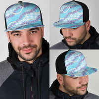Blue Hawaii Palaka Honohono Pikake Mesh Trucker Cap Hawaiian Orchid Lei Polynesian Pattern LT14 - Polynesian Pride