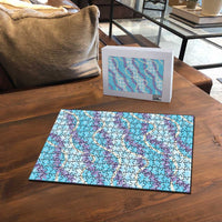 Blue Hawaii Palaka Honohono Pikake Puzzle Hawaiian Orchid Lei Polynesian Pattern - Polynesian Pride