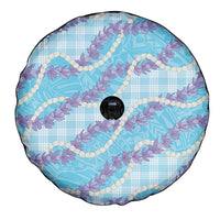 Blue Hawaii Palaka Honohono Pikake Spare Tire Cover Hawaiian Orchid Lei Polynesian Pattern - Polynesian Pride
