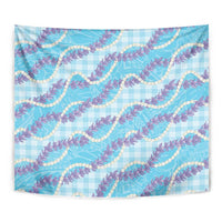 Blue Hawaii Palaka Honohono Pikake Tapestry Hawaiian Orchid Lei Polynesian Pattern - Polynesian Pride