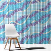 Blue Hawaii Palaka Honohono Pikake Window Curtain Hawaiian Orchid Lei Polynesian Pattern - Polynesian Pride