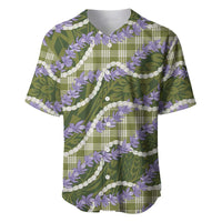 Green Hawaii Palaka Honohono Pikake Baseball Jersey Hawaiian Orchid Lei Polynesian Pattern LT14 Green - Polynesian Pride