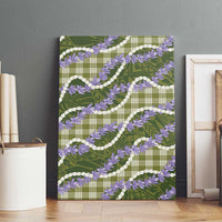 Green Hawaii Palaka Honohono Pikake Canvas Wall Art Hawaiian Orchid Lei Polynesian Pattern - Polynesian Pride