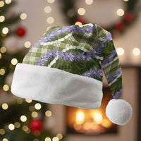Green Hawaii Palaka Honohono Pikake Christmas Santa Hat Hawaiian Orchid Lei Polynesian Pattern - Polynesian Pride