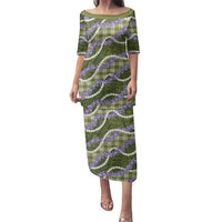 Green Hawaii Palaka Honohono Pikake Family Matching Puletasi and Hawaiian Shirt Hawaiian Orchid Lei Polynesian Pattern - Polynesian Pride