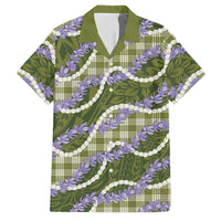Green Hawaii Palaka Honohono Pikake Family Matching Short Sleeve Bodycon Dress and Hawaiian Shirt Hawaiian Orchid Lei Polynesian Pattern LT14 Dad's Shirt - Short Sleeve Green - Polynesian Pride