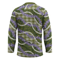 Green Hawaii Palaka Honohono Pikake Hockey Jersey Hawaiian Orchid Lei Polynesian Pattern - Polynesian Pride