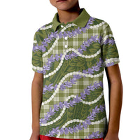 Green Hawaii Palaka Honohono Pikake Kid Polo Shirt Hawaiian Orchid Lei Polynesian Pattern - Polynesian Pride