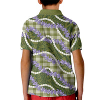 Green Hawaii Palaka Honohono Pikake Kid Polo Shirt Hawaiian Orchid Lei Polynesian Pattern - Polynesian Pride