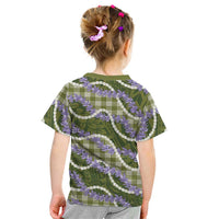 Green Hawaii Palaka Honohono Pikake Kid T Shirt Hawaiian Orchid Lei Polynesian Pattern LT14 - Polynesian Pride