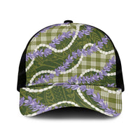 Green Hawaii Palaka Honohono Pikake Mesh Trucker Cap Hawaiian Orchid Lei Polynesian Pattern LT14 One Size Black Green - Polynesian Pride