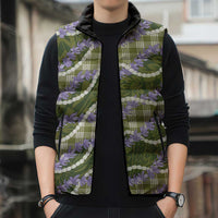 Green Hawaii Palaka Honohono Pikake Sleeveless Puffer Jacket Hawaiian Orchid Lei Polynesian Pattern - Polynesian Pride