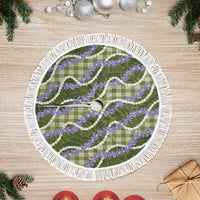 Green Hawaii Palaka Honohono Pikake Tree Skirt Hawaiian Orchid Lei Polynesian Pattern - Polynesian Pride
