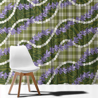 Green Hawaii Palaka Honohono Pikake Window Curtain Hawaiian Orchid Lei Polynesian Pattern - Polynesian Pride