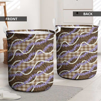 Brown Hawaii Palaka Honohono Pikake Laundry Basket Hawaiian Orchid Lei Polynesian Pattern - Polynesian Pride