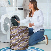 Brown Hawaii Palaka Honohono Pikake Laundry Basket Hawaiian Orchid Lei Polynesian Pattern - Polynesian Pride