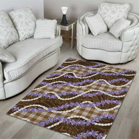 Brown Hawaii Palaka Honohono Pikake Area Rug Hawaiian Orchid Lei Polynesian Pattern - Polynesian Pride