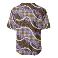 Brown Hawaii Palaka Honohono Pikake Baseball Jersey Hawaiian Orchid Lei Polynesian Pattern - Polynesian Pride