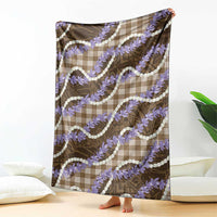 Brown Hawaii Palaka Honohono Pikake Blanket Hawaiian Orchid Lei Polynesian Pattern - Polynesian Pride