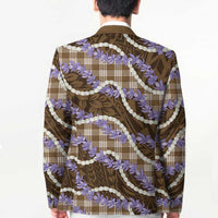 Brown Hawaii Palaka Honohono Pikake Blazer Hawaiian Orchid Lei Polynesian Pattern - Polynesian Pride