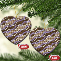 Brown Hawaii Palaka Honohono Pikake Ceramic Ornament Hawaiian Orchid Lei Polynesian Pattern - Polynesian Pride